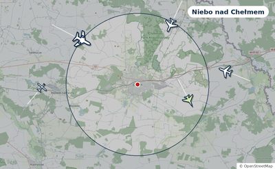 Mapa okolic miasta z sylwetkami samolotów — Niebo nad Chełmem